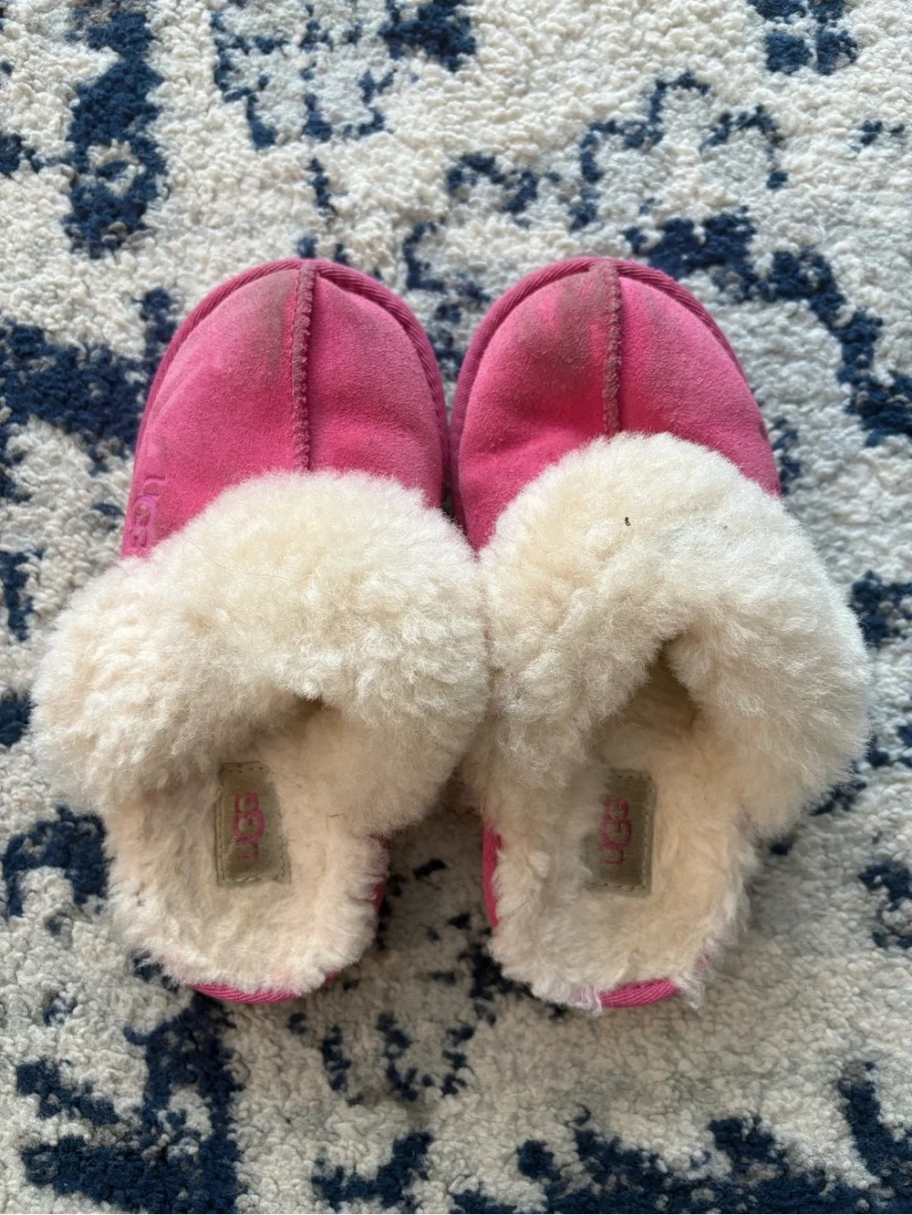 UGG Pink Suede Shearling Slip-On Clogs